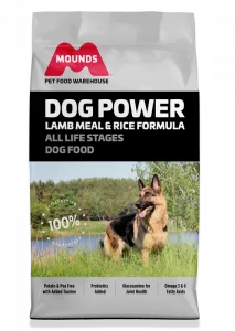 mounds dog power lamb meal and rice formula dog bag